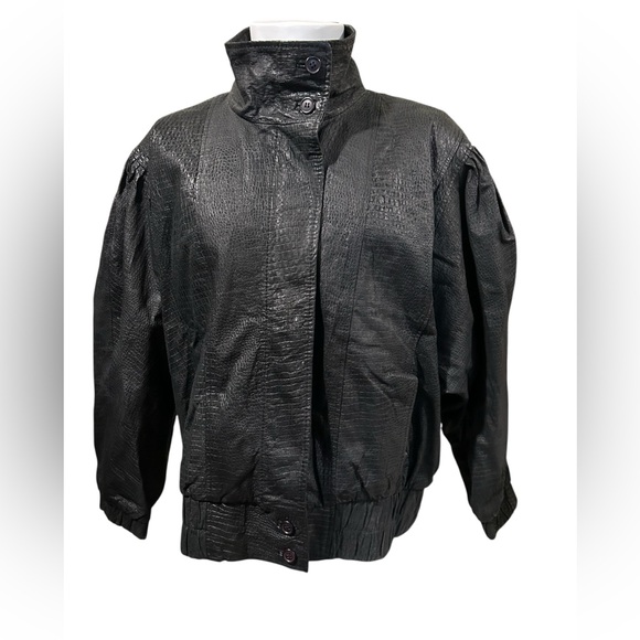 Niki Other - Men's Textured Black High-Neck Bomber Jacket